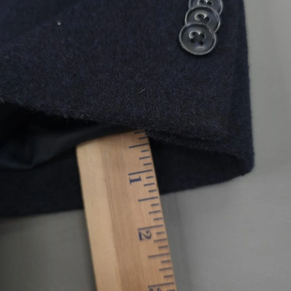 Nautica Coat Mens 48 Blue Wool Single Breasted Long Lined Overcoat Classic